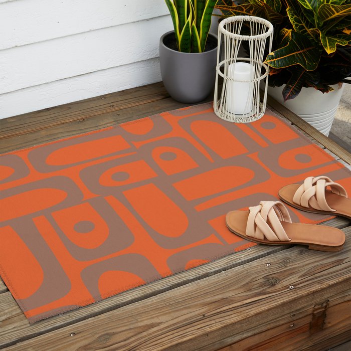 Midcentury Modern Piquet 8 Inspired by PANTONE 17 1230 Color of the Year Mocha Mousse Outdoor Rug Gallery Image 2