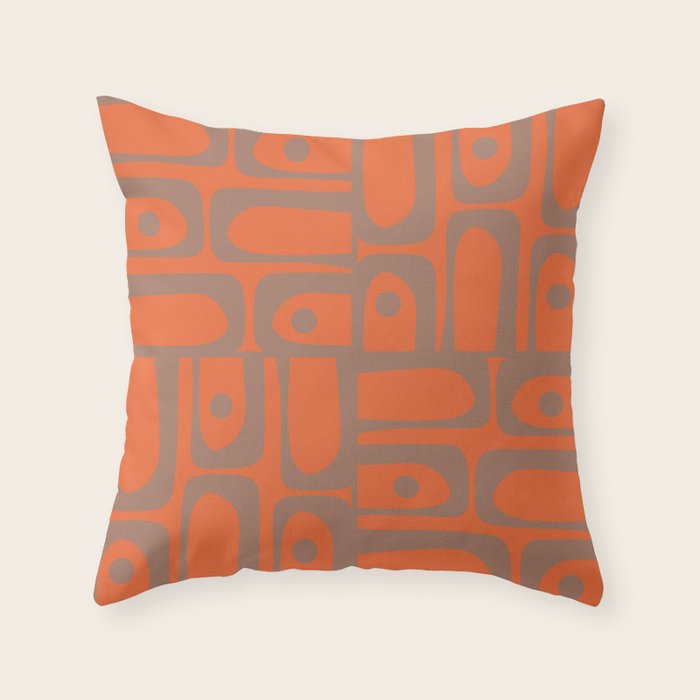 Midcentury Modern Piquet 8 Inspired by PANTONE 17 1230 Color of the Year Mocha Mousse Throw Pillow Gallery Image 1
