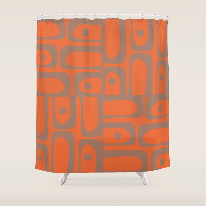 Midcentury Modern Piquet 8 Inspired by PANTONE 17 1230 Color of the Year Mocha Mousse Shower Curtain Gallery Image 1