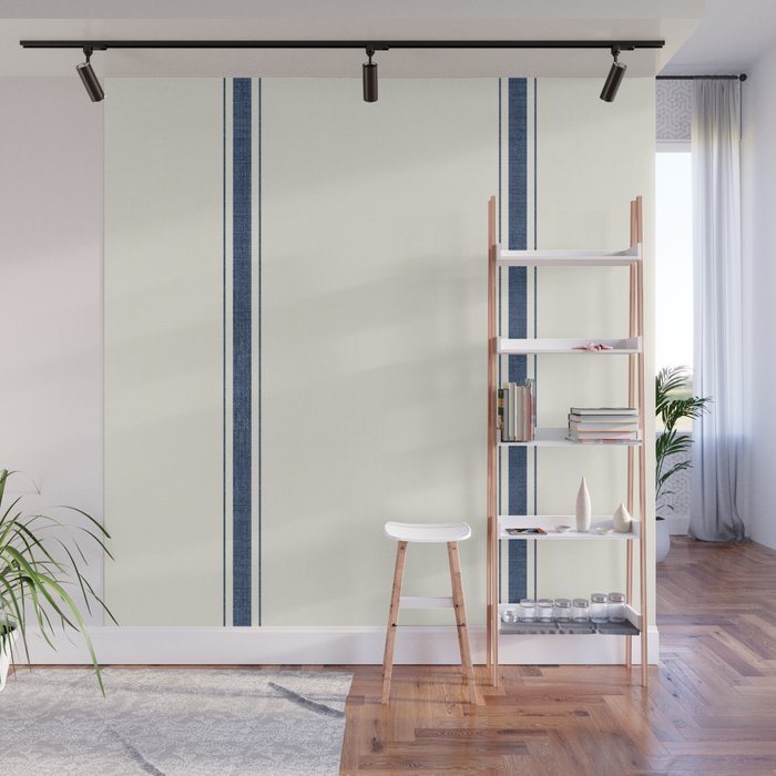 Farmhouse Stripe in Navy Blue Wall Mural Gallery Image 1