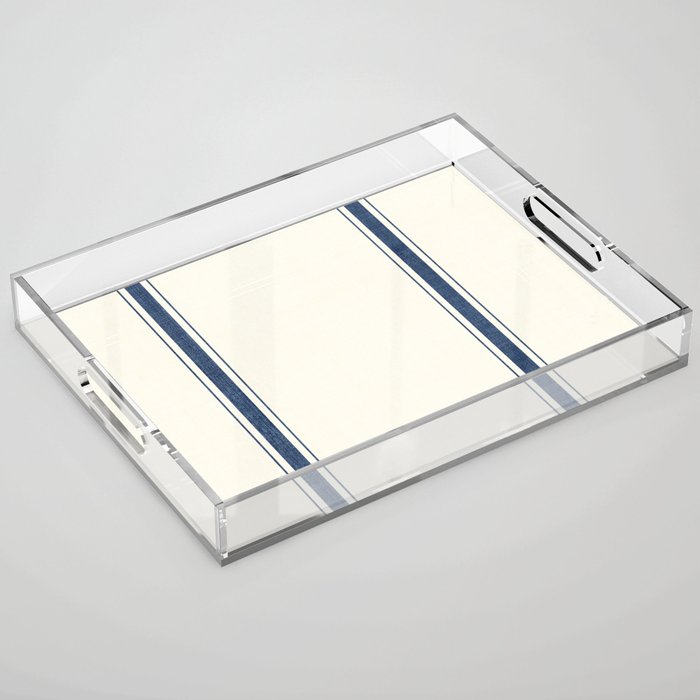 Farmhouse Stripe in Navy Blue Acrylic Tray Gallery Image 1