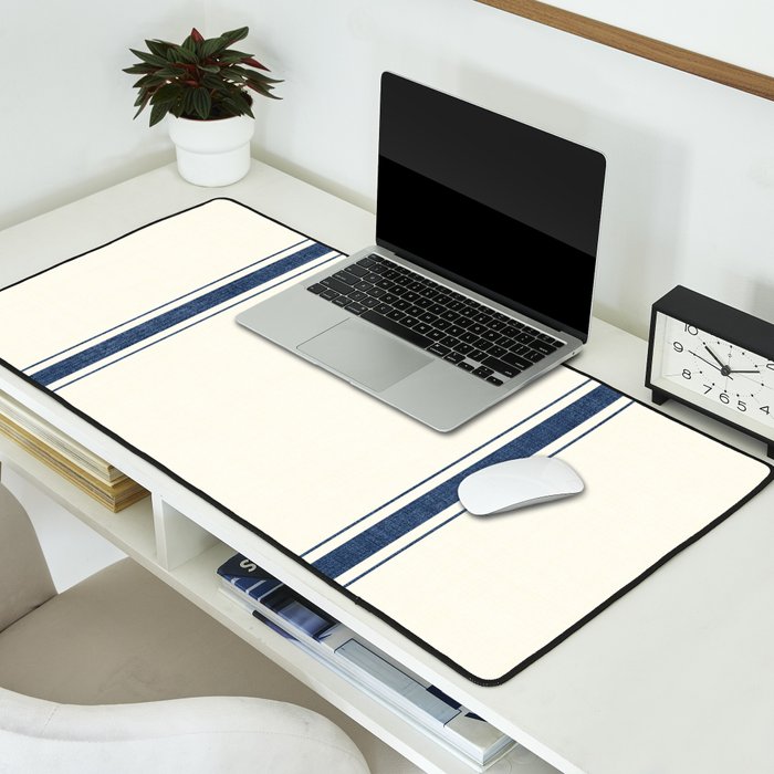 Farmhouse Stripe in Navy Blue Desk Mat Gallery Image 2