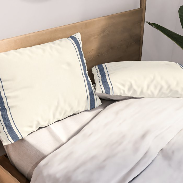 Farmhouse Stripe in Navy Blue Pillow Sham Gallery Image 2