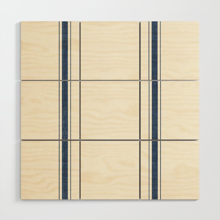 Farmhouse Stripe in Navy Blue Wood Wall Art Gallery Image 1