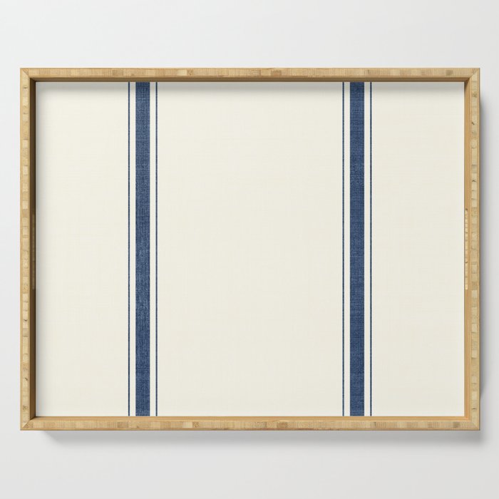 Farmhouse Stripe in Navy Blue Serving Tray Gallery Image 1