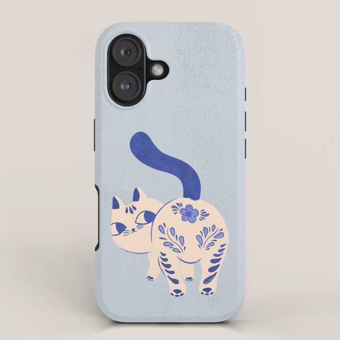 Purrcelin Cat - Pretty Delft Porcelain Kitty iPhone Case Gallery Image 1