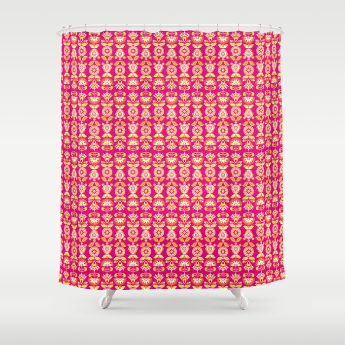 Retro Pattern - Hot Pink Shower Curtain Gallery Image 1