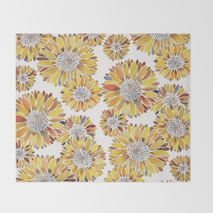 Sunflower Blooms - Yellow Throw Blanket Gallery Image 2