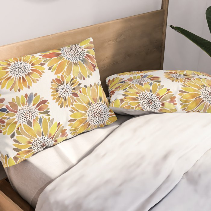 Sunflower Blooms - Yellow Pillow Sham Gallery Image 2