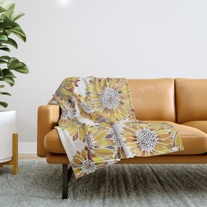 Sunflower Blooms - Yellow Throw Blanket Gallery Image 1