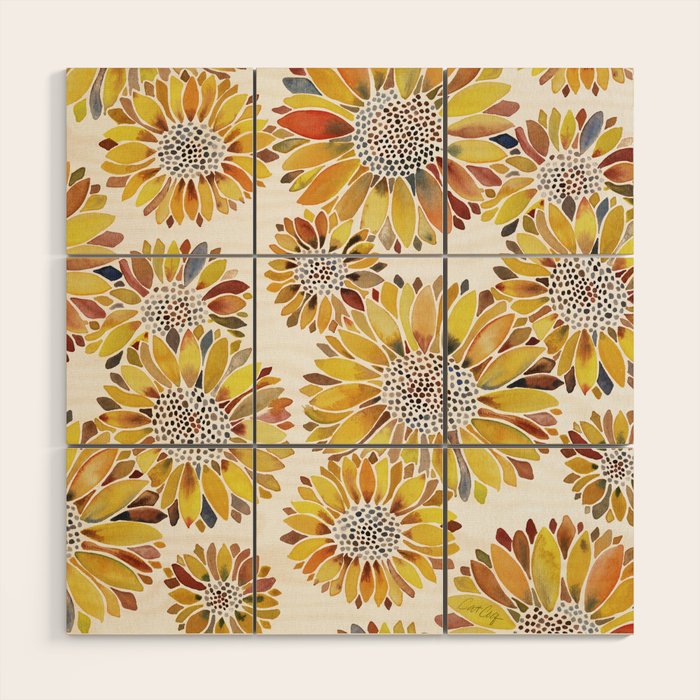 Sunflower Blooms - Yellow Wood Wall Art Gallery Image 1