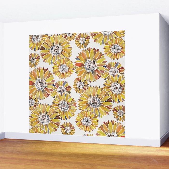 Sunflower Blooms - Yellow Wall Mural Gallery Image 2