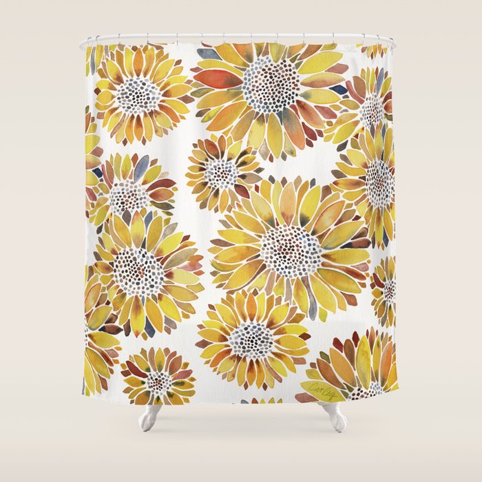 Sunflower Blooms - Yellow Shower Curtain Gallery Image 1