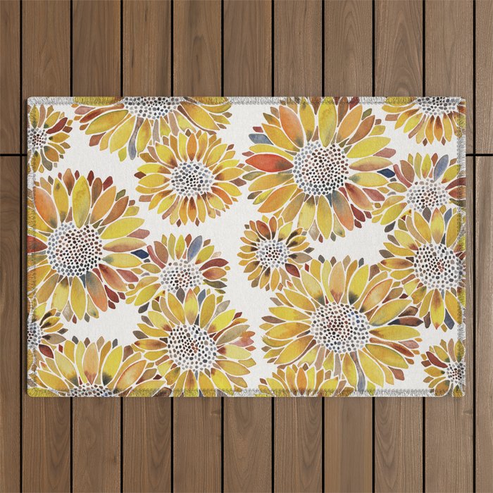 Sunflower Blooms - Yellow Outdoor Rug Gallery Image 1