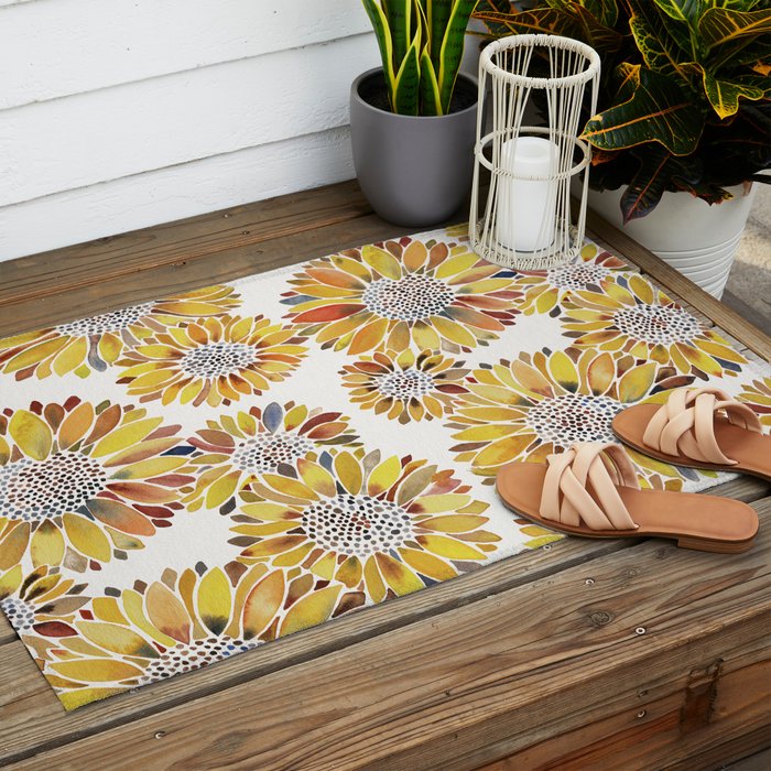 Sunflower Blooms - Yellow Outdoor Rug Gallery Image 2