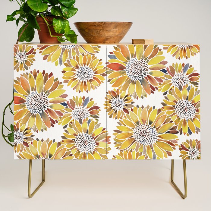 Sunflower Blooms - Yellow Credenza Gallery Image 1