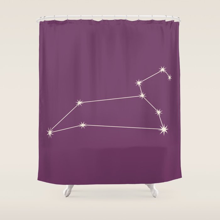 Leo Zodiac Star Constellation Line Art Mauve Purple Shower Curtain Gallery Image 1