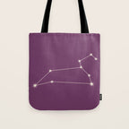 Leo Zodiac Star Constellation Line Art Mauve Purple Tote Bag Gallery Image 1