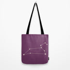 Leo Zodiac Star Constellation Line Art Mauve Purple Tote Bag Gallery Image 2