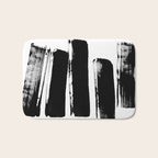 Stripes Black & White Minimalist Abstract Mid century Ink Art Dark Brush Strokes Bath Mat Gallery Image 1