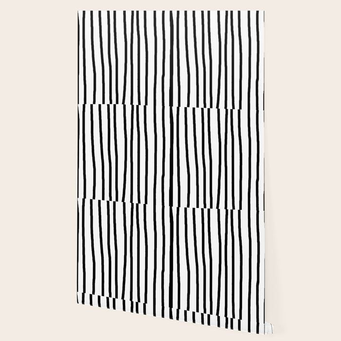 Simply Drawn Vertical Stripes in Midnight Black Wallpaper Gallery Image 2