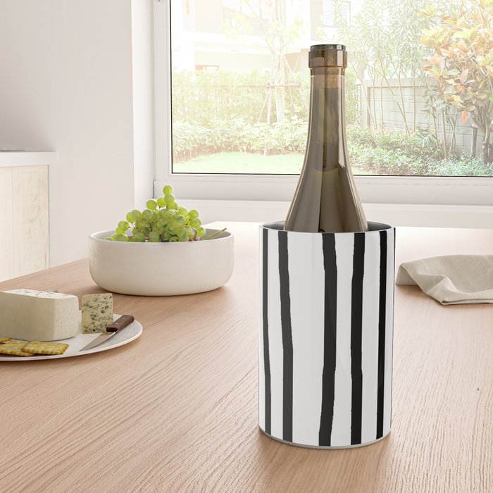 Simply Drawn Vertical Stripes in Midnight Black Wine Chiller Gallery Image 4