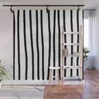 Simply Drawn Vertical Stripes in Midnight Black Wall Mural Gallery Image 1