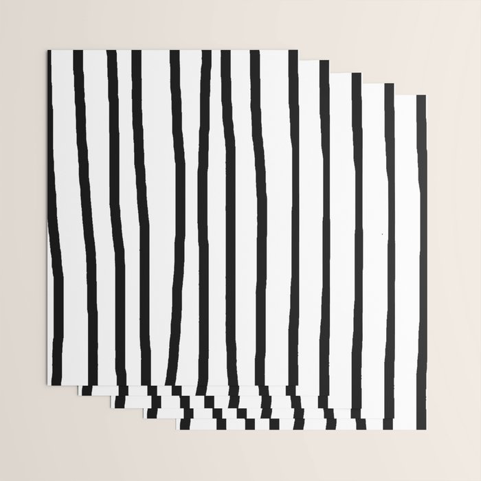 Simply Drawn Vertical Stripes in Midnight Black Wrapping Paper Gallery Image 3