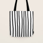 Simply Drawn Vertical Stripes in Midnight Black Tote Bag Gallery Image 1