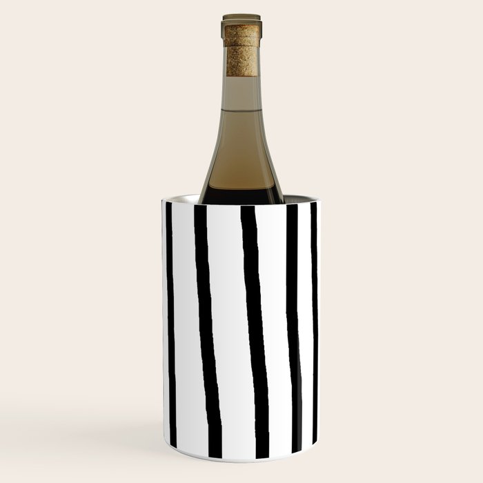 Simply Drawn Vertical Stripes in Midnight Black Wine Chiller Gallery Image 2
