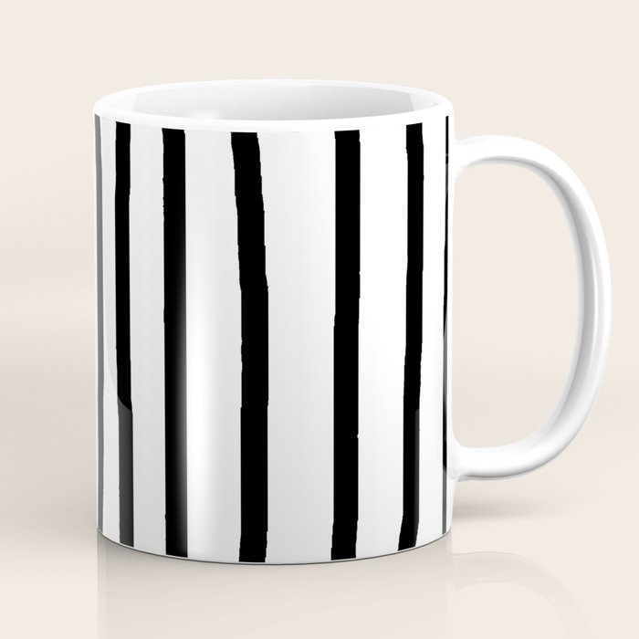Simply Drawn Vertical Stripes in Midnight Black Coffee Mug Gallery Image 1