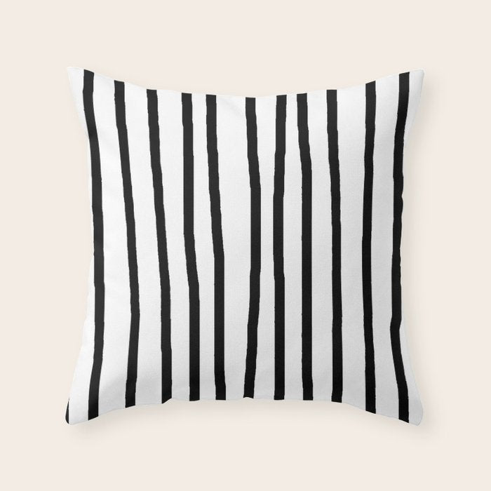 Simply Drawn Vertical Stripes in Midnight Black Throw Pillow Gallery Image 6