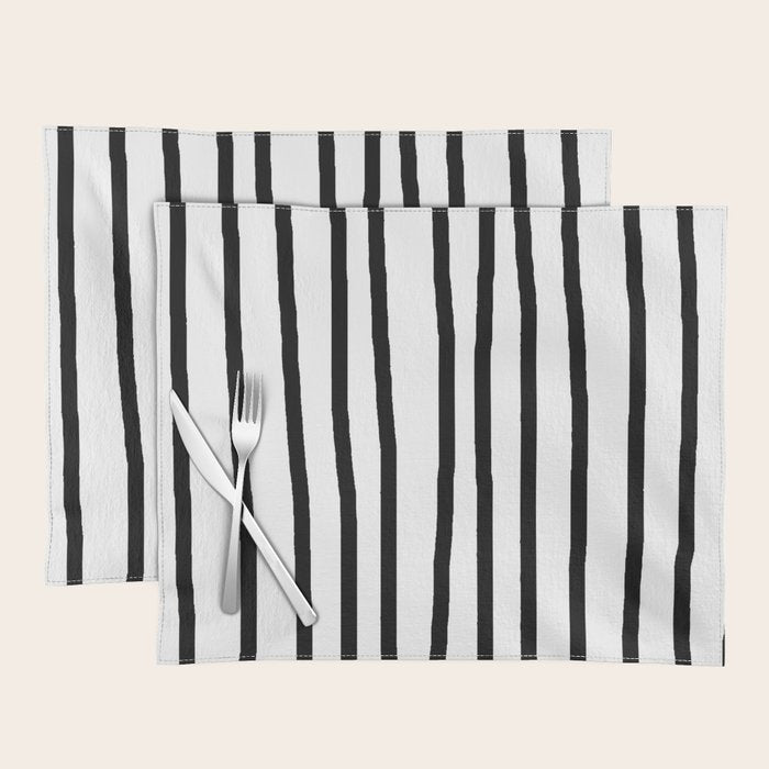 Simply Drawn Vertical Stripes in Midnight Black Placemat Gallery Image 1