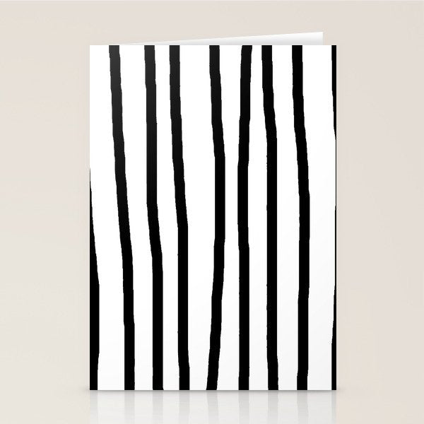 Simply Drawn Vertical Stripes in Midnight Black Stationery Card Gallery Image 2