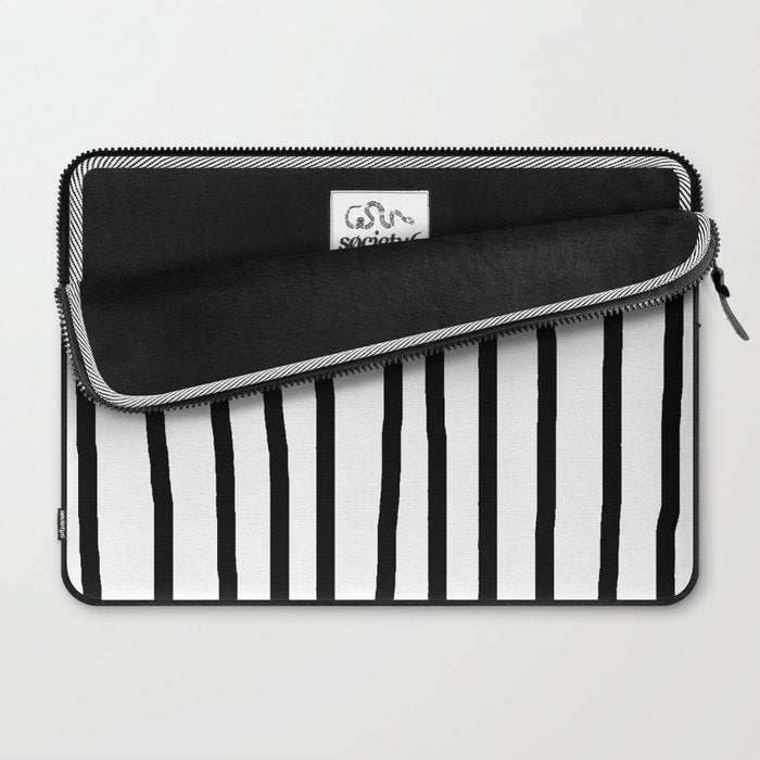 Simply Drawn Vertical Stripes in Midnight Black Laptop Sleeve Gallery Image 2
