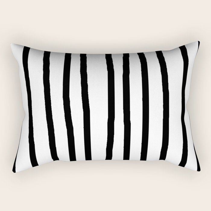 Simply Drawn Vertical Stripes in Midnight Black Rectangular Pillow Gallery Image 1