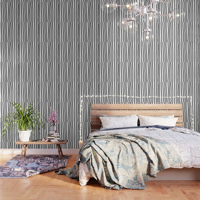 Simply Drawn Vertical Stripes in Midnight Black Wallpaper Gallery Image 3