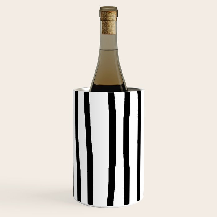 Simply Drawn Vertical Stripes in Midnight Black Wine Chiller Gallery Image 1