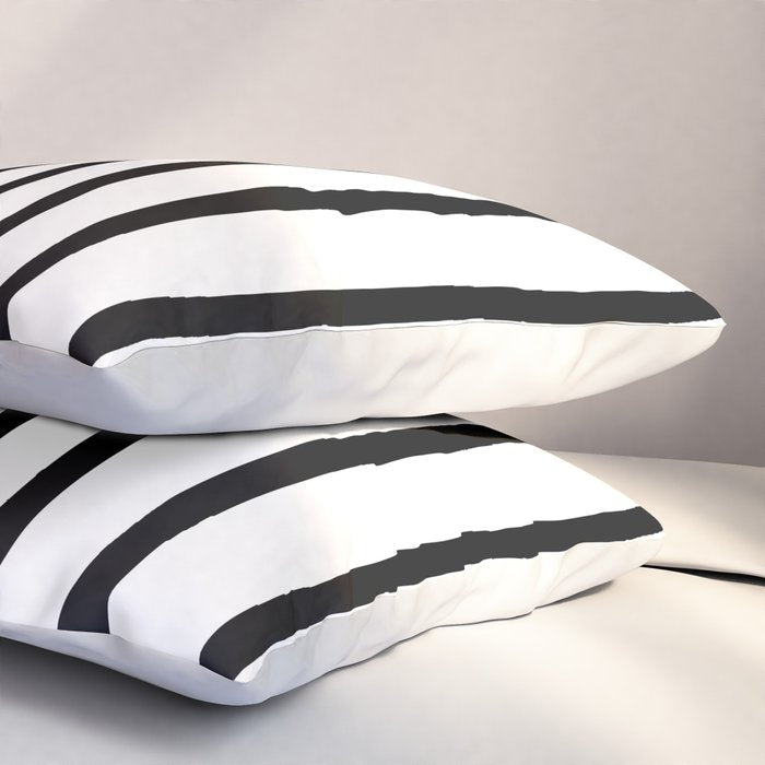 Simply Drawn Vertical Stripes in Midnight Black Pillow Sham Gallery Image 3