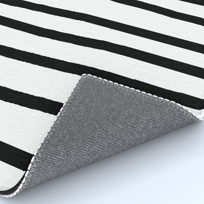 Simply Drawn Vertical Stripes in Midnight Black Rug Gallery Image 4