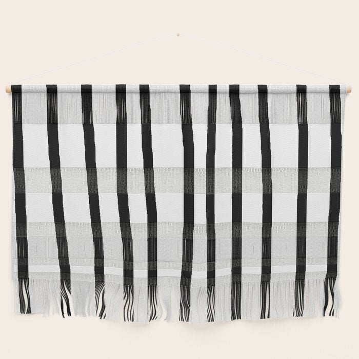 Simply Drawn Vertical Stripes in Midnight Black Wall Hanging Gallery Image 1