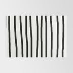 Simply Drawn Vertical Stripes in Midnight Black Rug Gallery Image 2