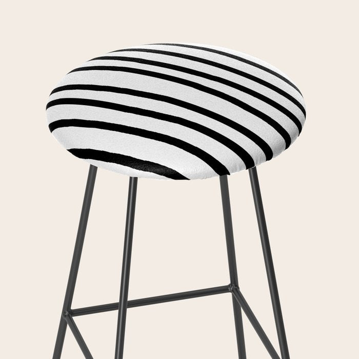 Simply Drawn Vertical Stripes in Midnight Black Stool Gallery Image 2