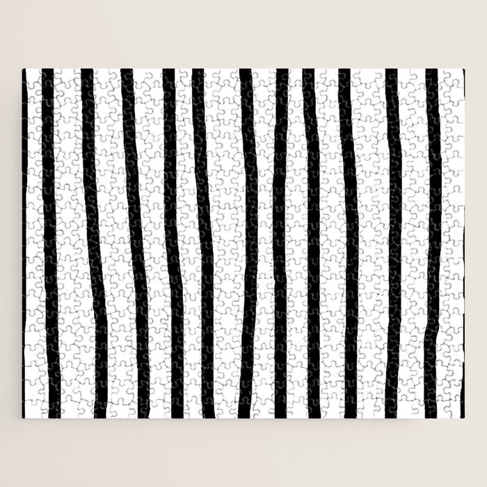 Simply Drawn Vertical Stripes in Midnight Black Jigsaw Puzzle Gallery Image 1