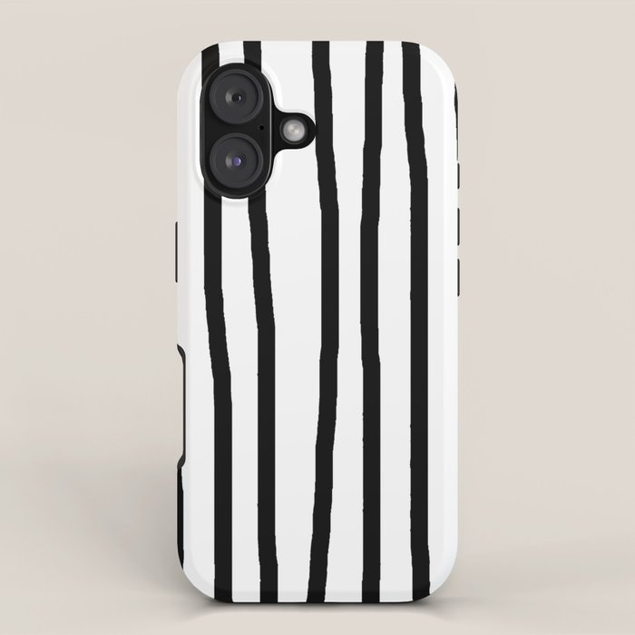 Simply Drawn Vertical Stripes in Midnight Black iPhone Case Gallery Image 1