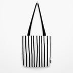 Simply Drawn Vertical Stripes in Midnight Black Tote Bag Gallery Image 2