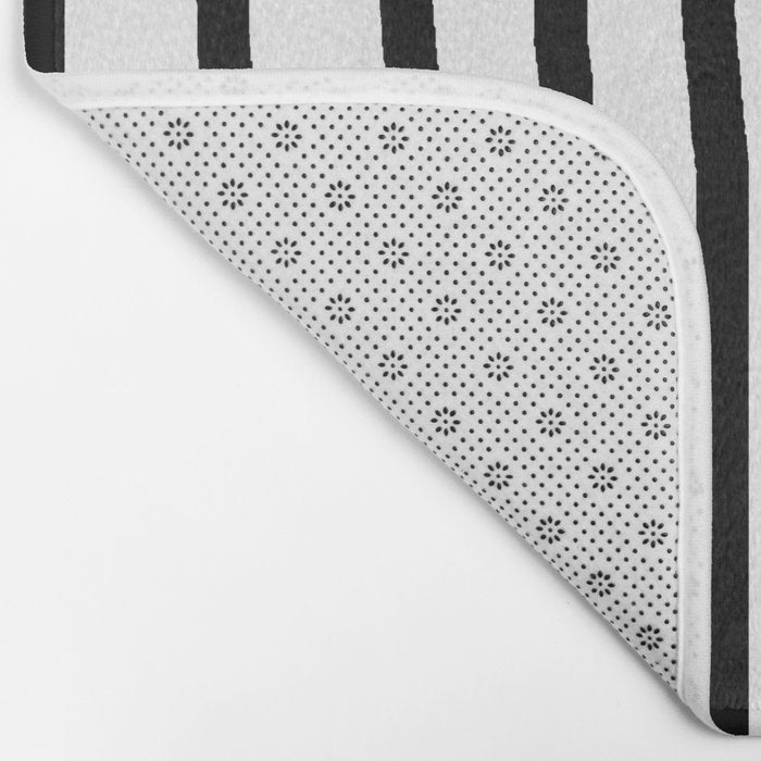 Simply Drawn Vertical Stripes in Midnight Black Bath Mat Gallery Image 2