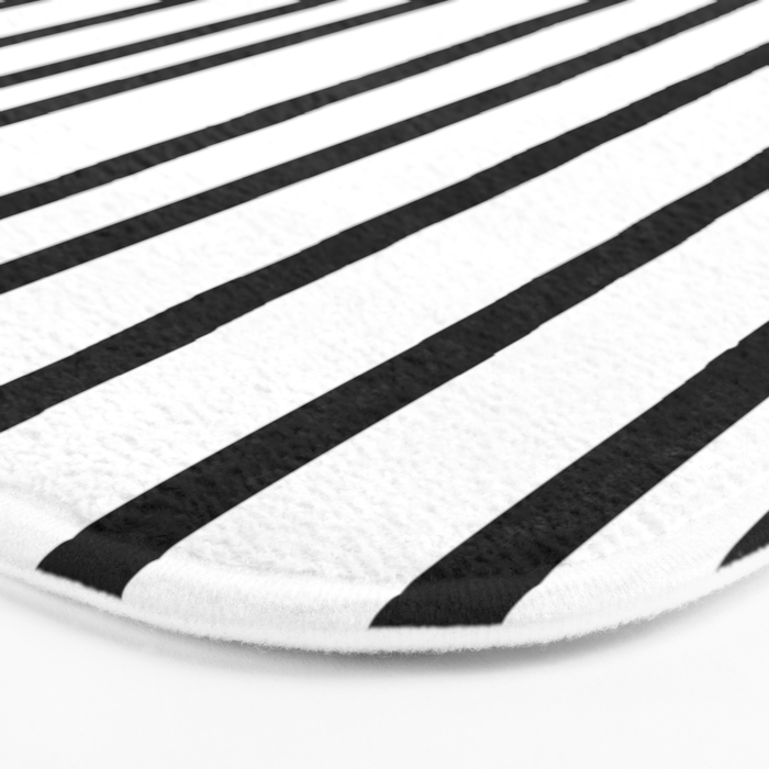 Simply Drawn Vertical Stripes in Midnight Black Bath Mat Gallery Image 3