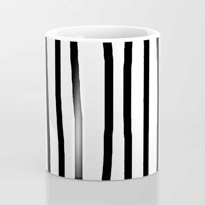 Simply Drawn Vertical Stripes in Midnight Black Coffee Mug Gallery Image 4