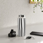 Simply Drawn Vertical Stripes in Midnight Black Water Bottle Gallery Image 4